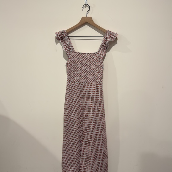 • Boden • Women’s Frill Detail Jersey Midi Dress Floral Print Red & White 6 R - Picture 4 of 6